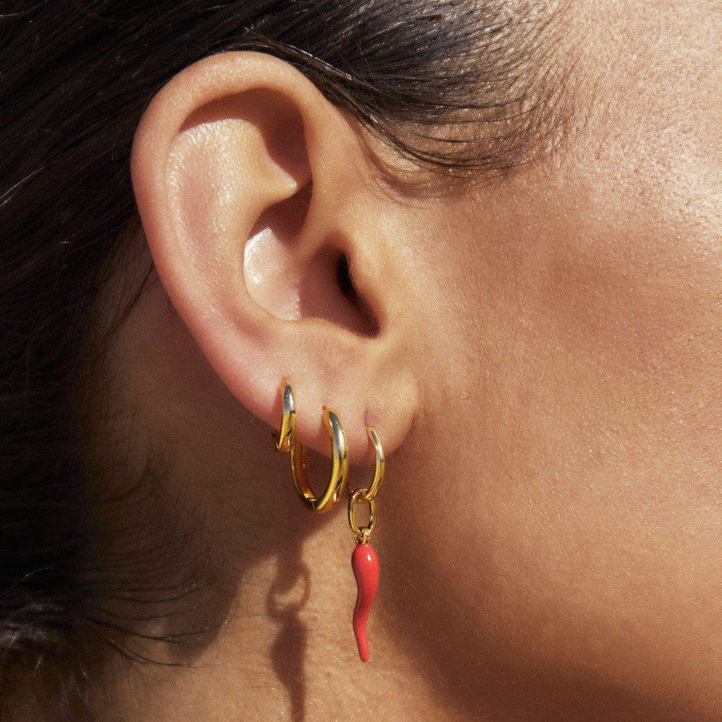 CORNICELLO RED CHARM EARRINGS - LARGE