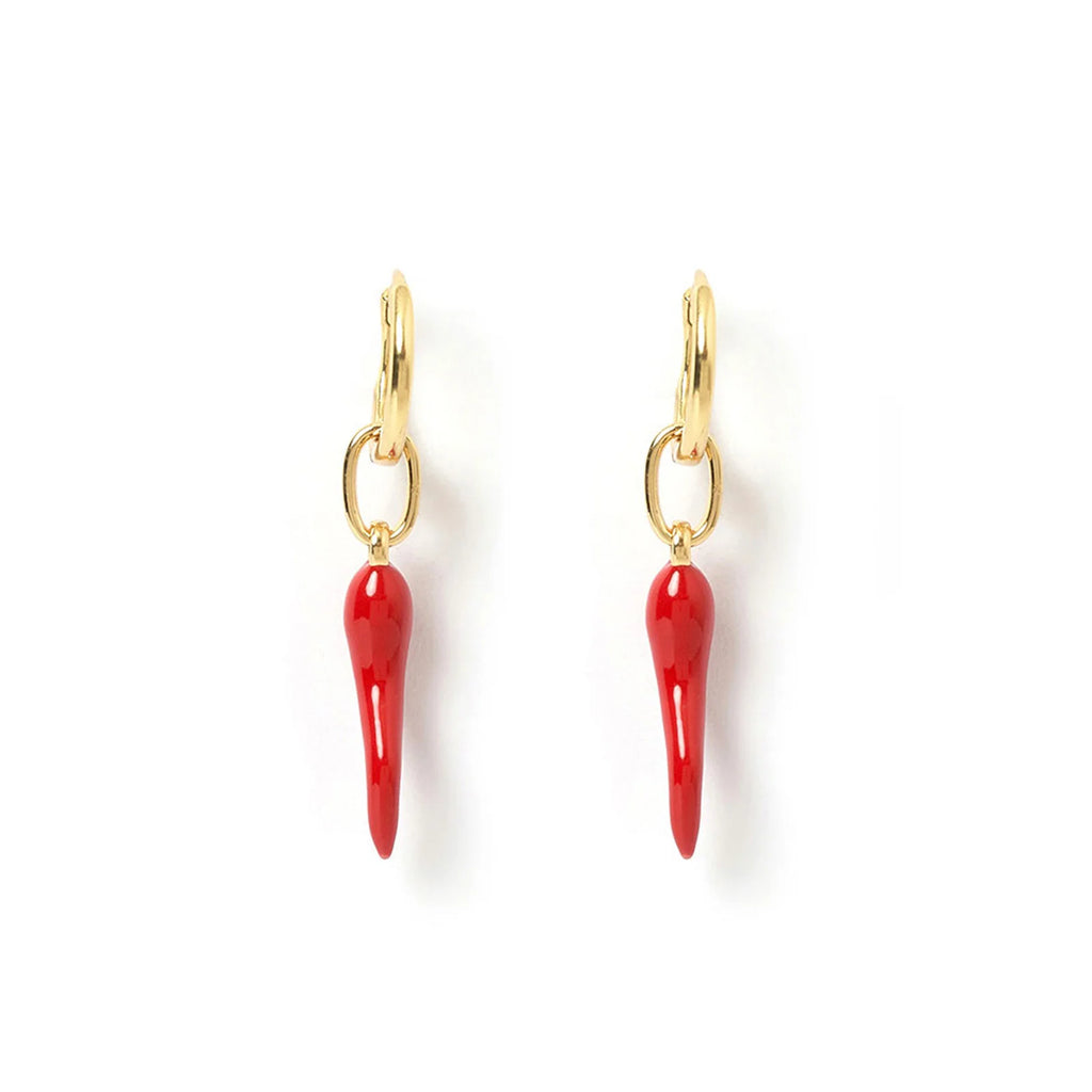 CORNICELLO RED CHARM EARRINGS - LARGE
