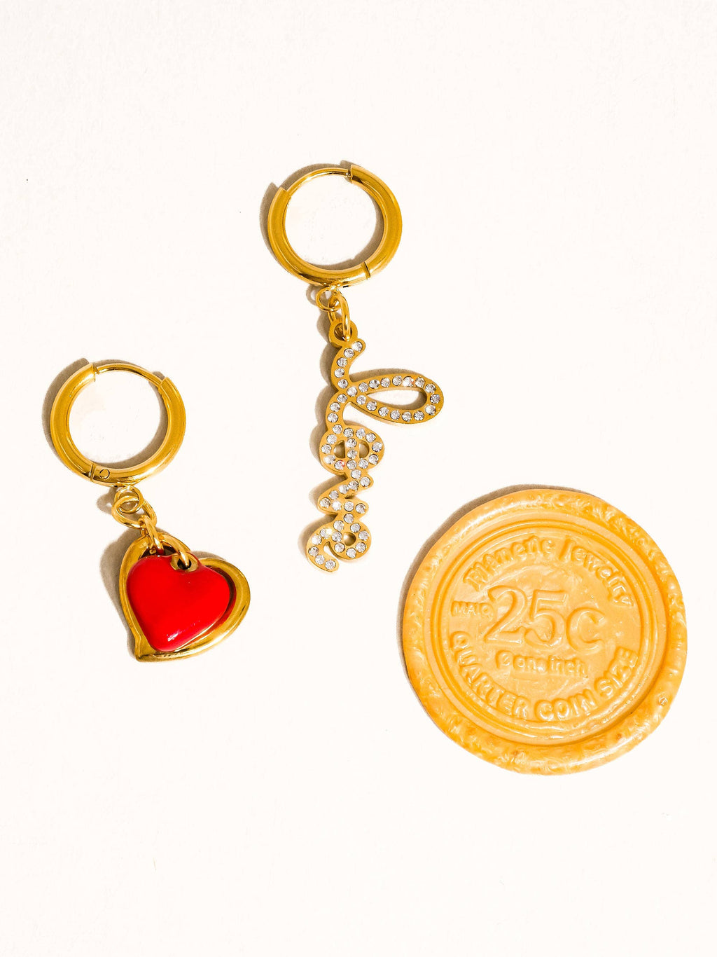 Harbor 18K Gold Non-Tarnish Mismatch Love and Heart Earring