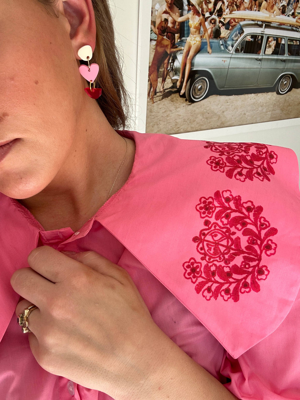 VIVI EARRINGS // Pink, red cream