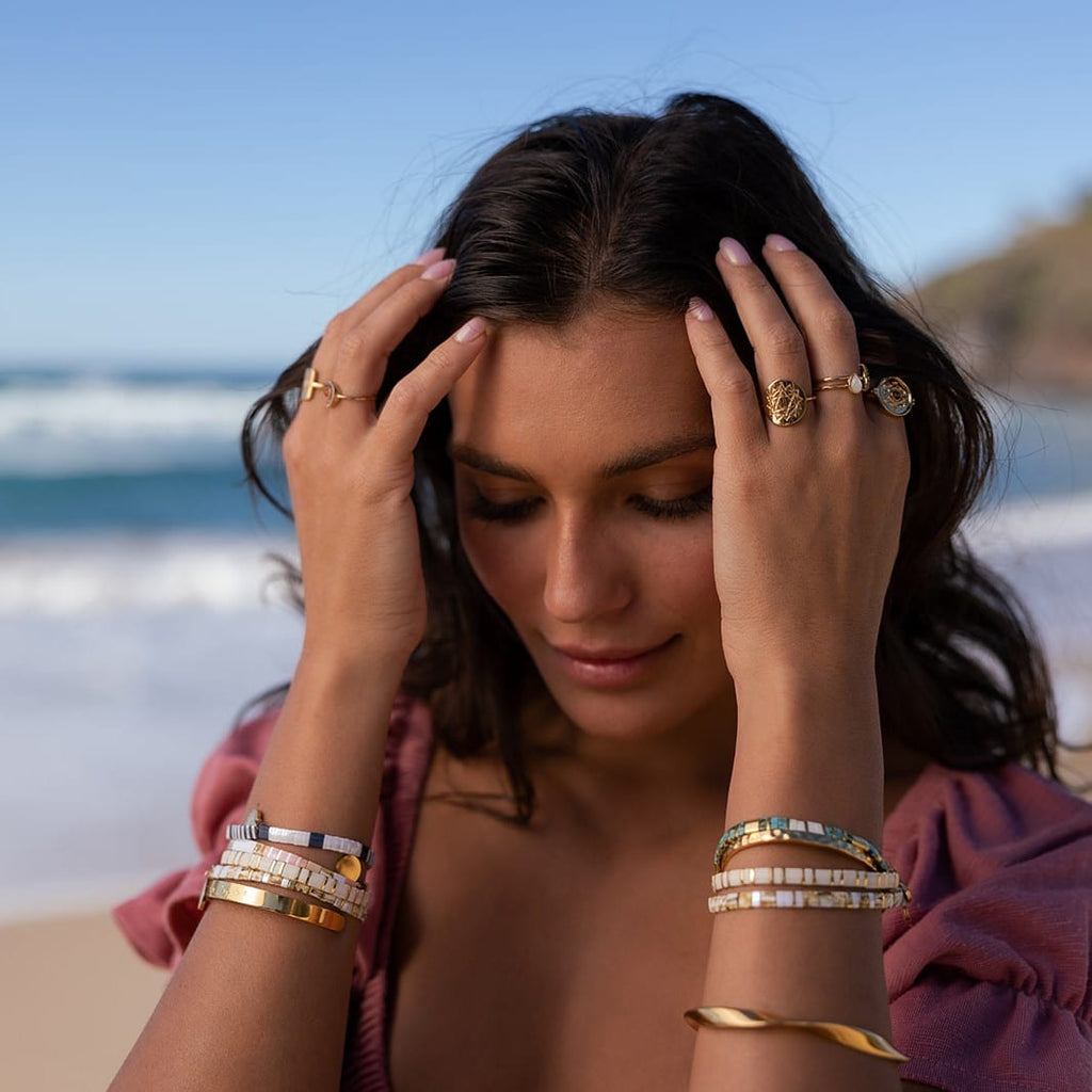 Love Bracelets - White/Gold/Turquoise Love Lunamei