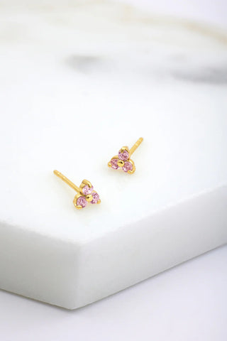 Crystal Cluster Stud - Gold/Pink