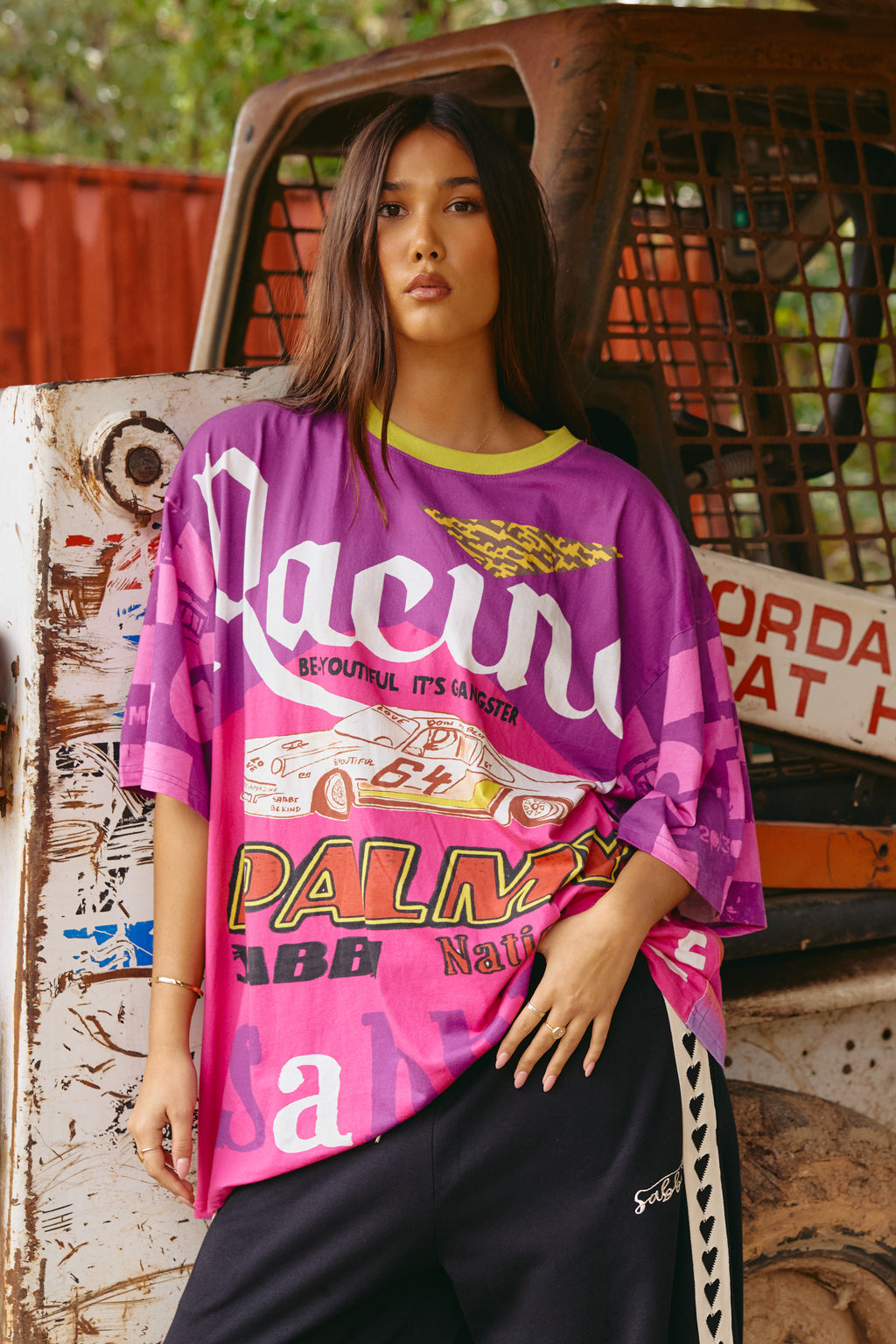 OVERSIZED GANGSTER TEE - PINK