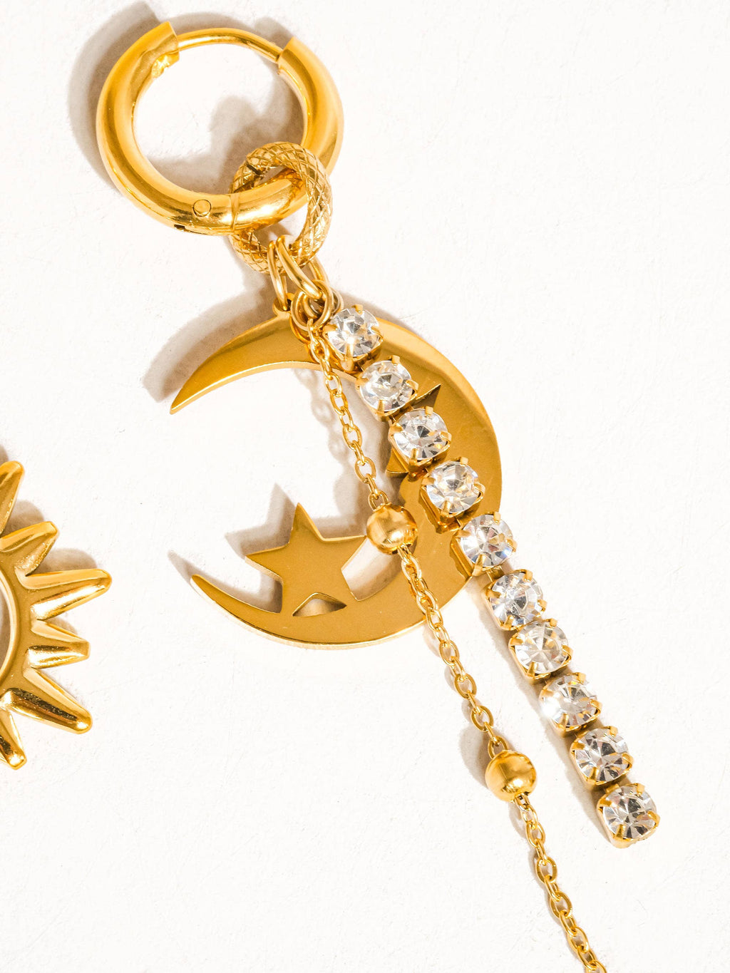 Edmée 18K Gold Non-Tarnish Mismatch Sun and Moon Earring