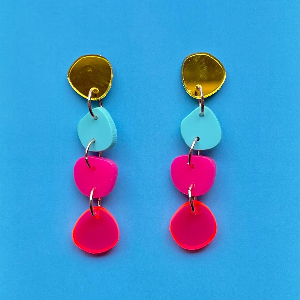 Multi Stone // Acrylics // Gold Blue Pink Red