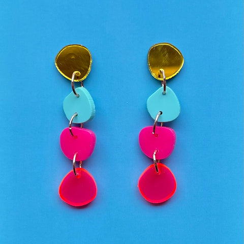 Multi Stone // Acrylics // Gold Blue Pink Red