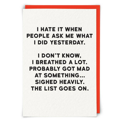I Hate It When… Card