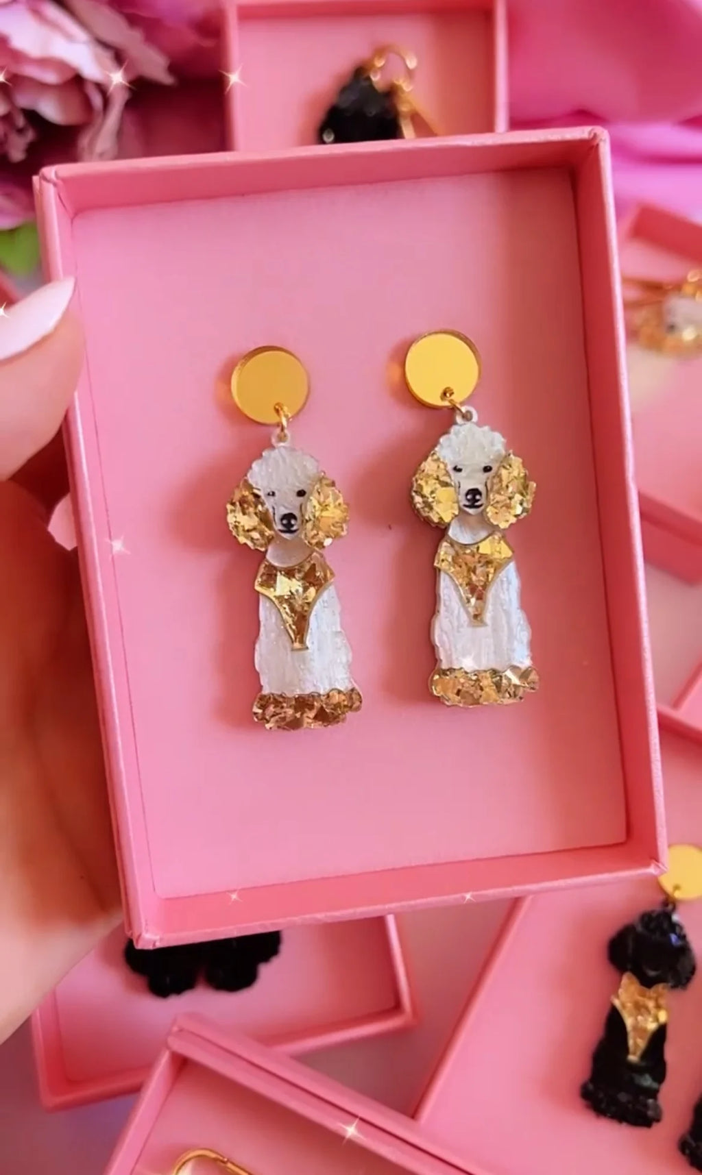 Poodle Dangles - White
