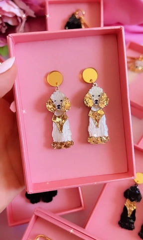 Poodle Dangles - White