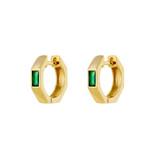 Gold Plated Hoops - Emerald