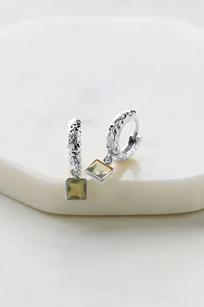 Mikayla Hoop - Silver/Green Amethyst