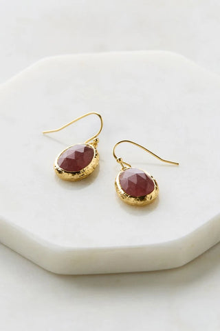Lucy Earring Gold/Strawberry Quartz