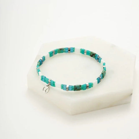 Tile Bracelet - Aqua/Silver