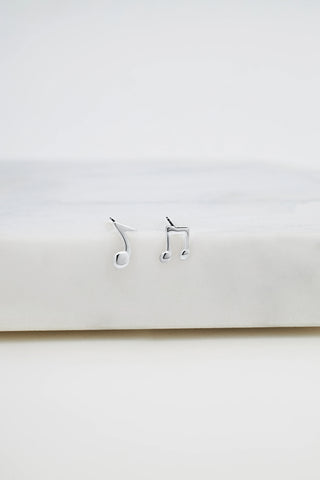 Musical Note Stud Earring - Silver