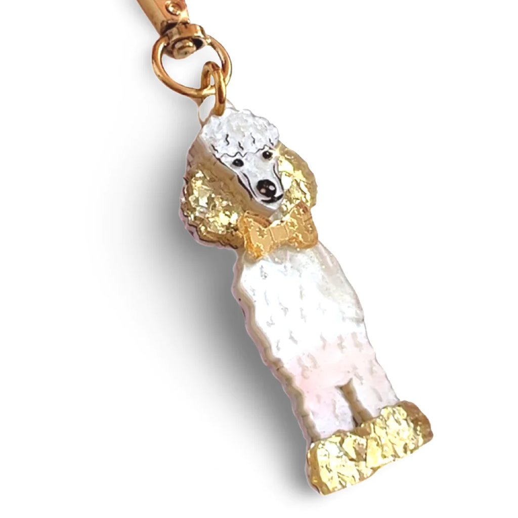 Poodle Bag Tag/Keyring - White