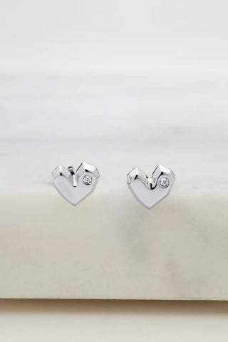 Crystal Heart Stud Earring - Silver