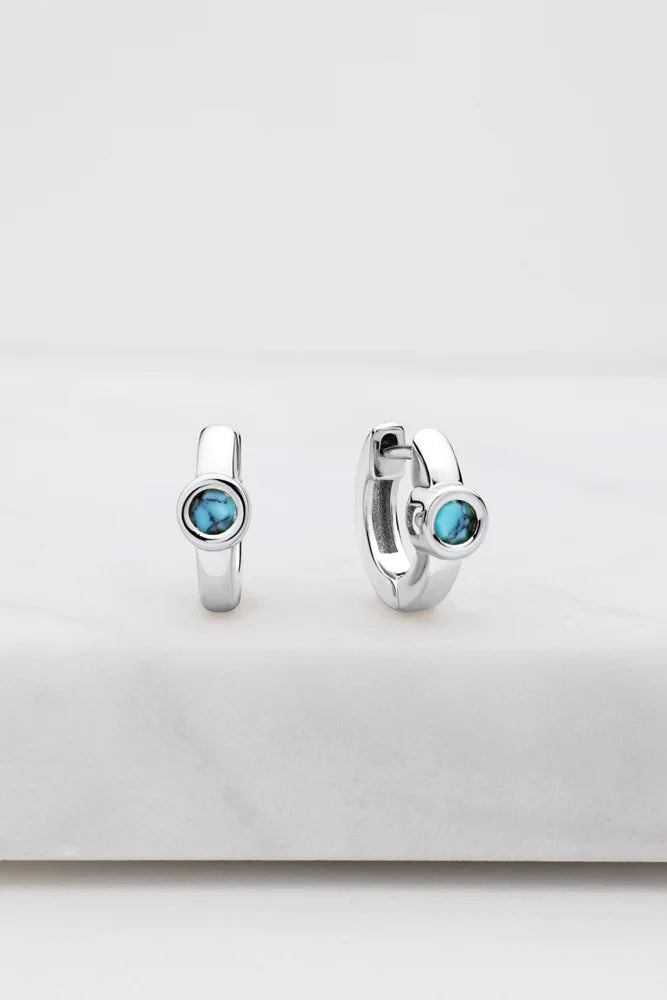 Luna Huggie - Turquoise Silver