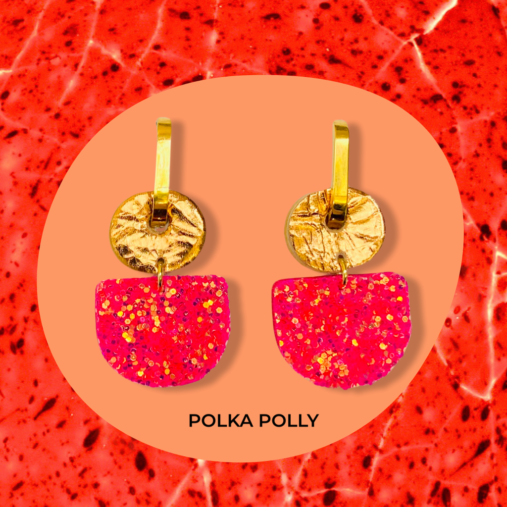 Dainty Hoops - Copper Pink Lava Sparkle