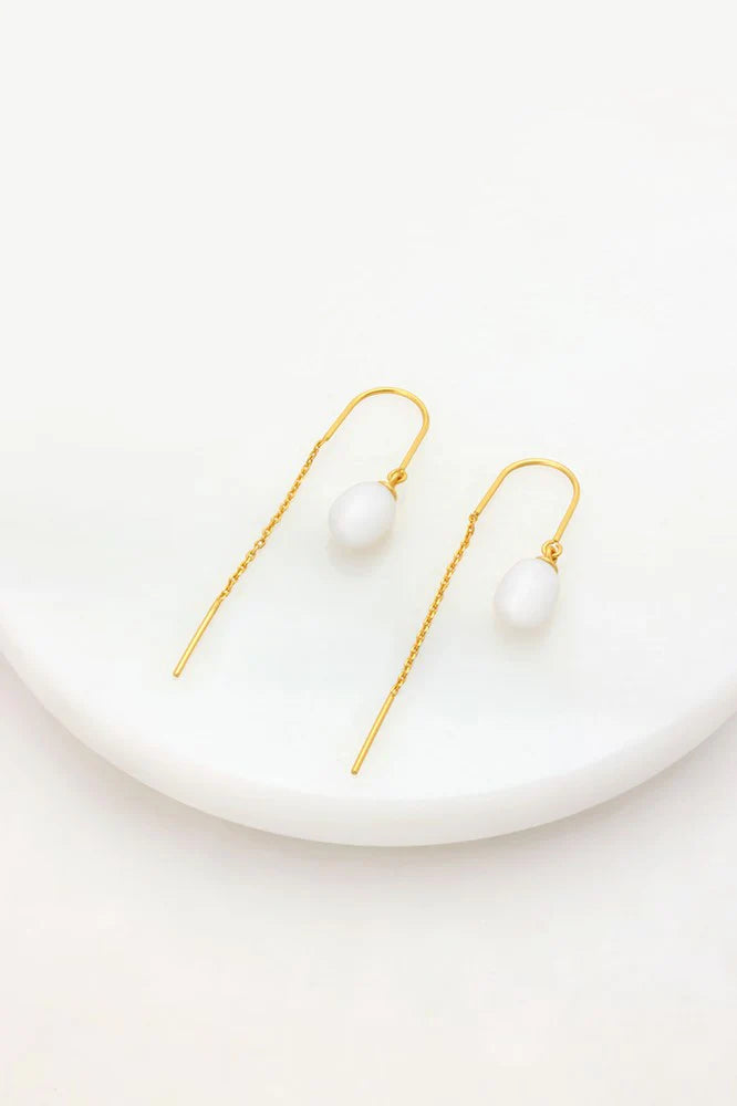 Talia Thread Earring - Gold /Pearl