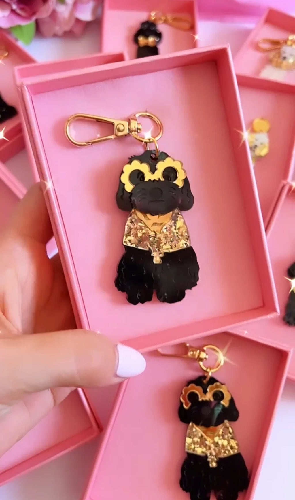 Cavoodle Bag Tag/Keyring - Black