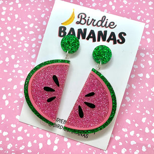 Glitter Watermelon Earrings