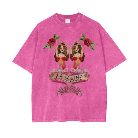 Mermaid La Sirene Tee - PINK (OVERSIZED)