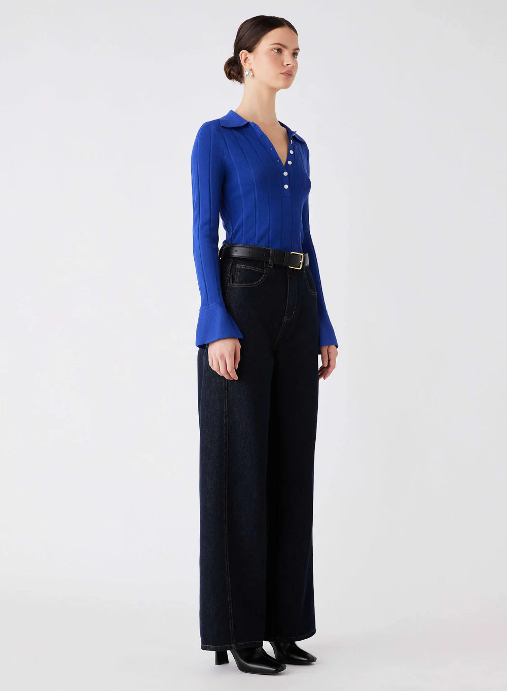 AVENUE BUTTON SWEATER - COBALT