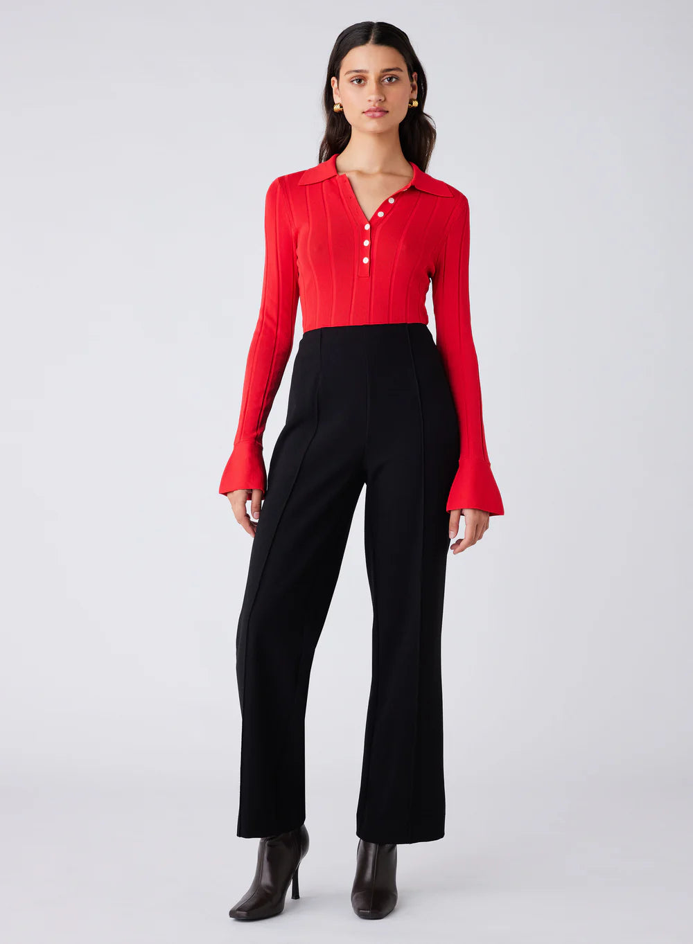 AVENUE BUTTON SWEATER - FIRE