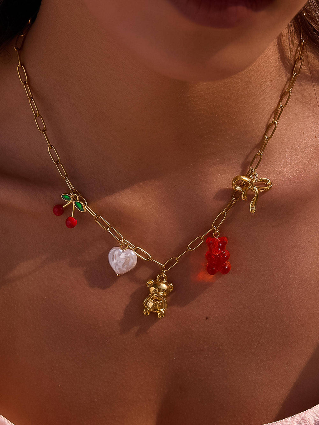Reed 18K Gold Non-Tarnish Gummy Bear Charm Necklace