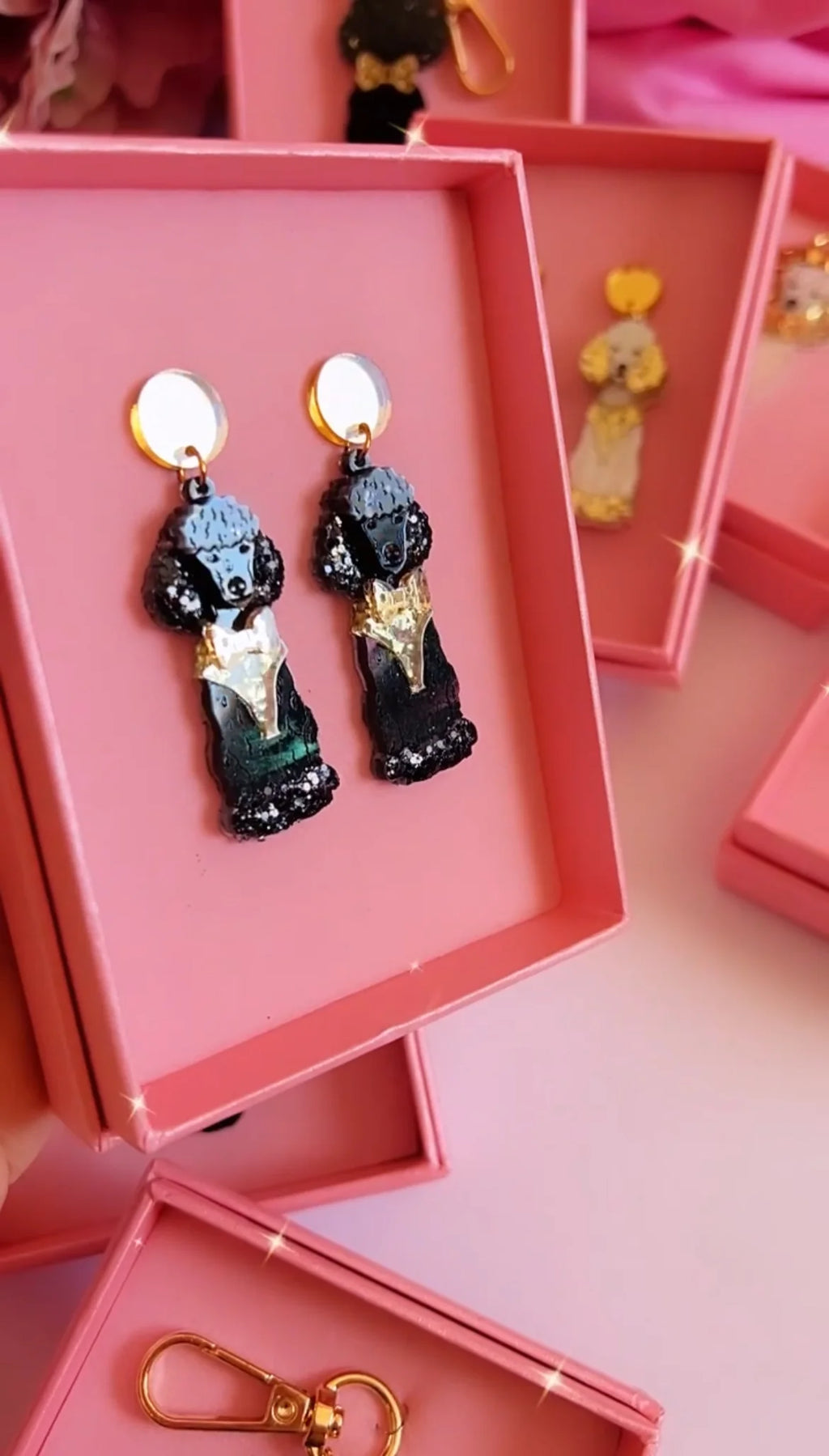 Poodle Dangles - Black