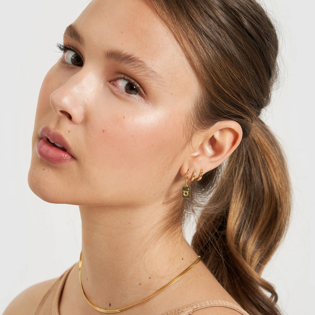 Arms of eve ZODIAC GOLD TAG EARRINGS