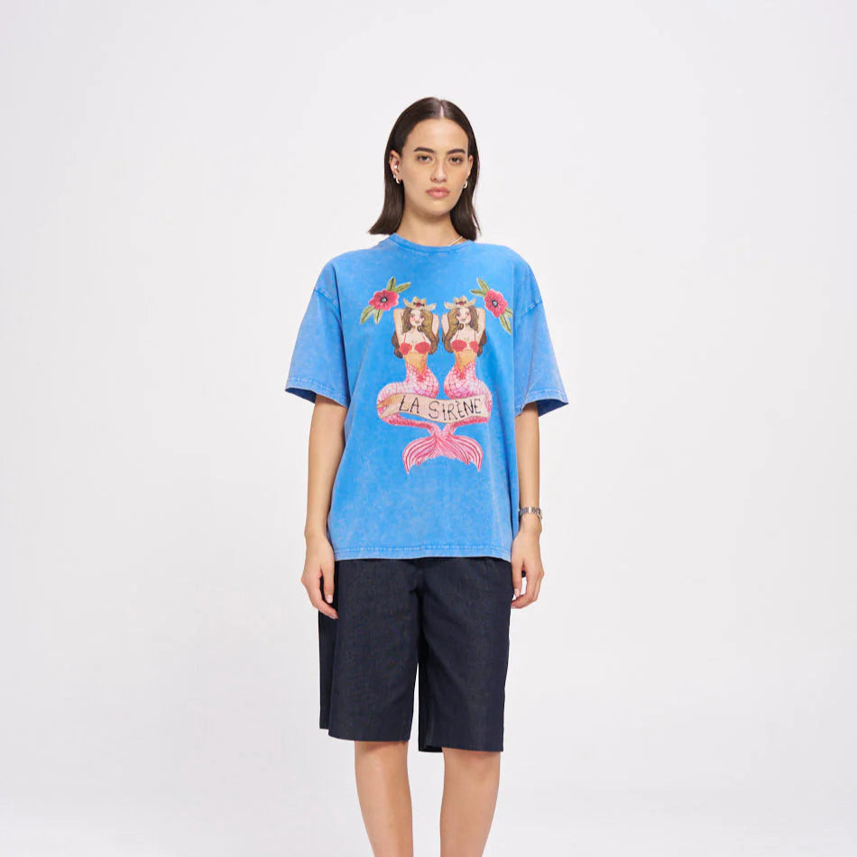 Mermaid La Sirene Tee - Blue (OVERSIZED)
