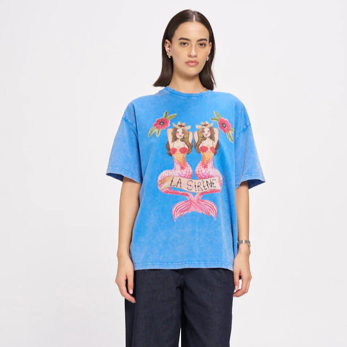 Mermaid La Sirene Tee - Blue (OVERSIZED)