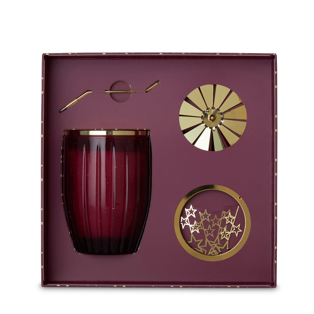 CHRISTMAS CANDLE/CAROUSEL SET - CHAMPAGNE & RED RASPBERRIES