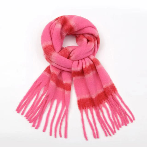 Charlie Checker Scarf - Pink Red Stripe