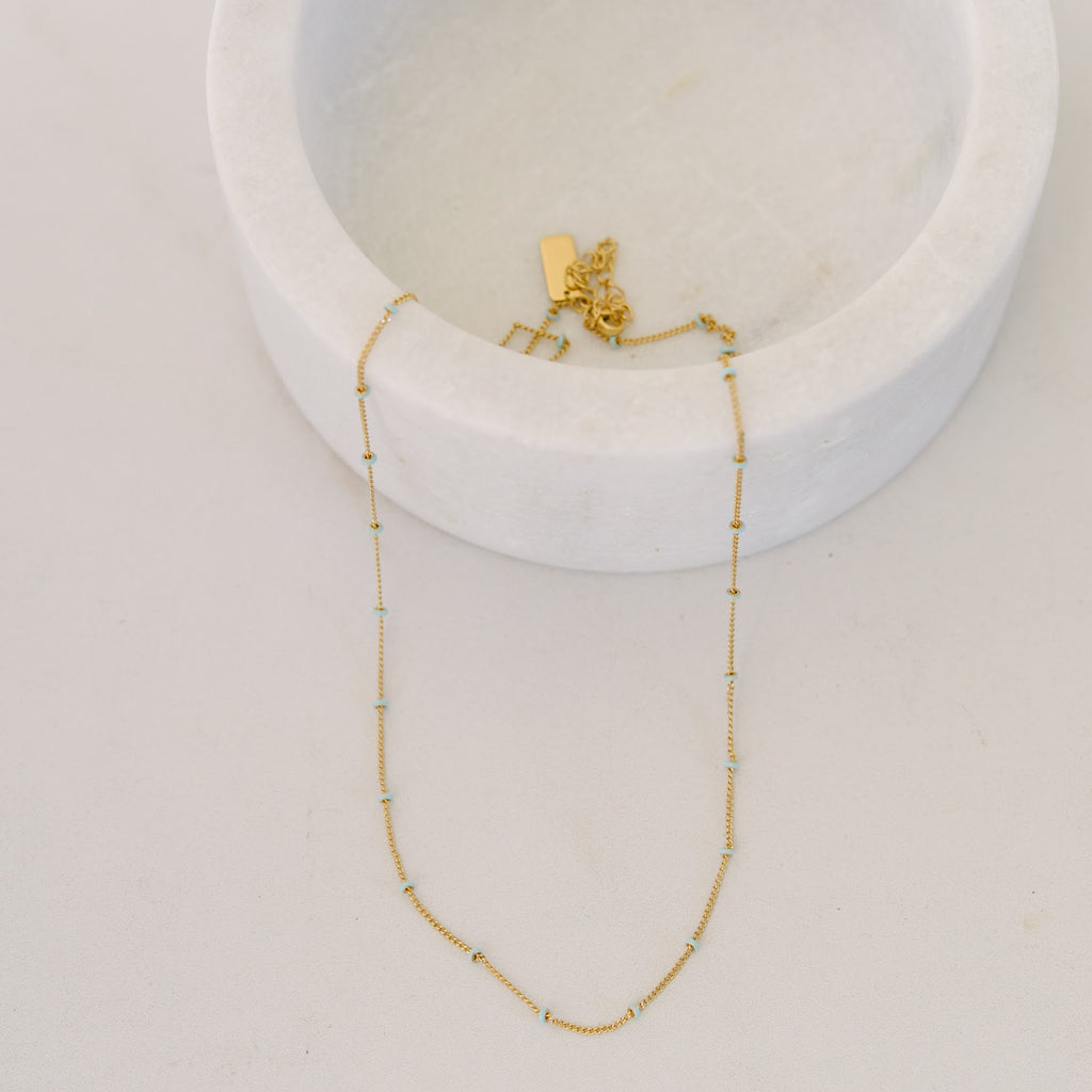 Layer Me Necklace in Gold with Blue