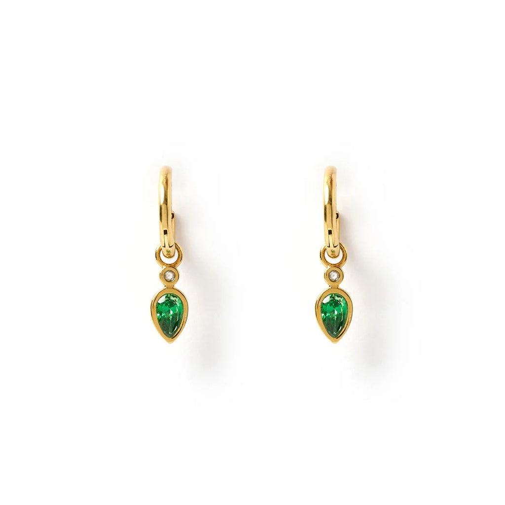 Daisy Gold Earrings - Emerald