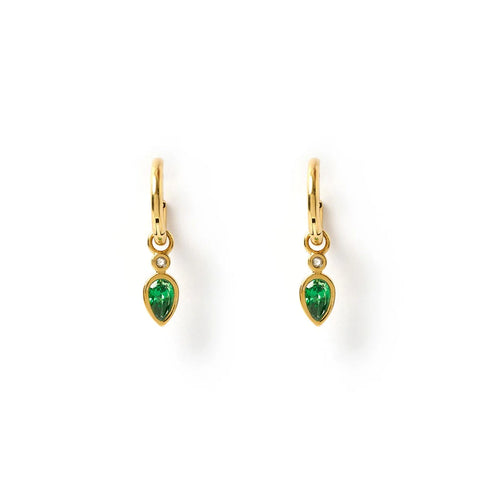 Daisy Gold Earrings - Emerald