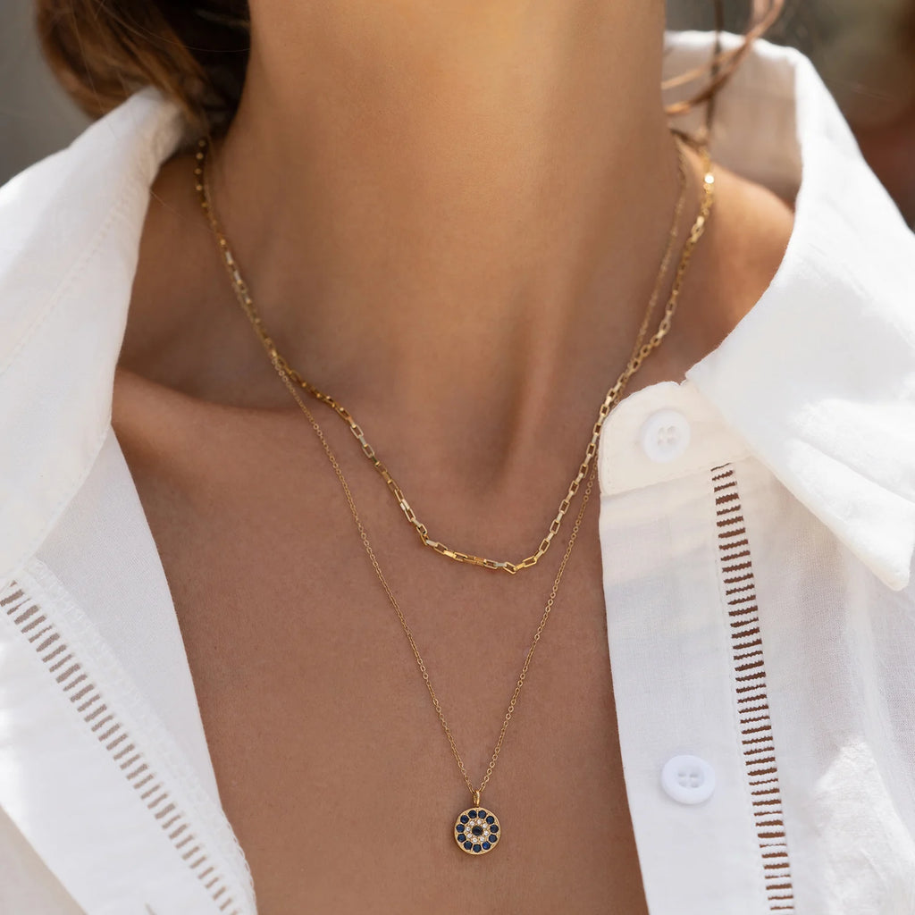 PROTECTIVE EYE GOLD CHARM NECKLACE