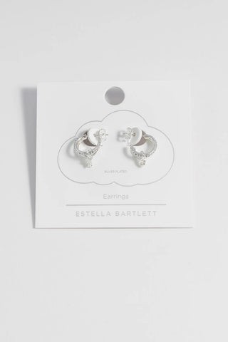 Duo Pave Star Hoops - Silver