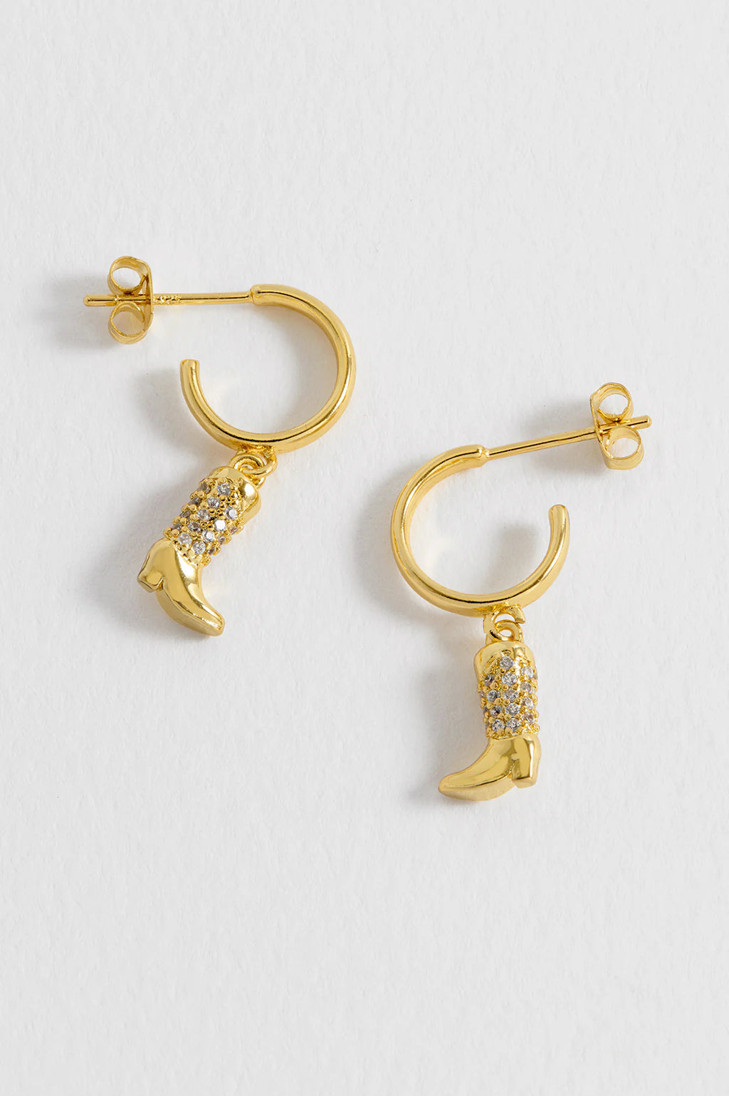 Cowboy Boot Hoop Earrings - Gold Plated