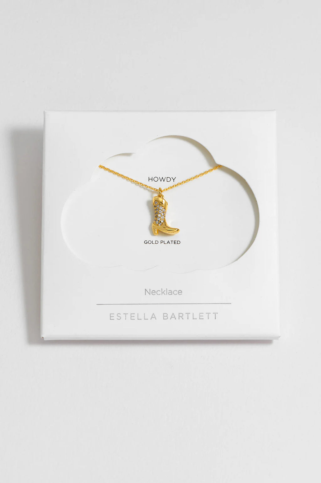 Pave Cowboy Boot Necklace - Gold Plated