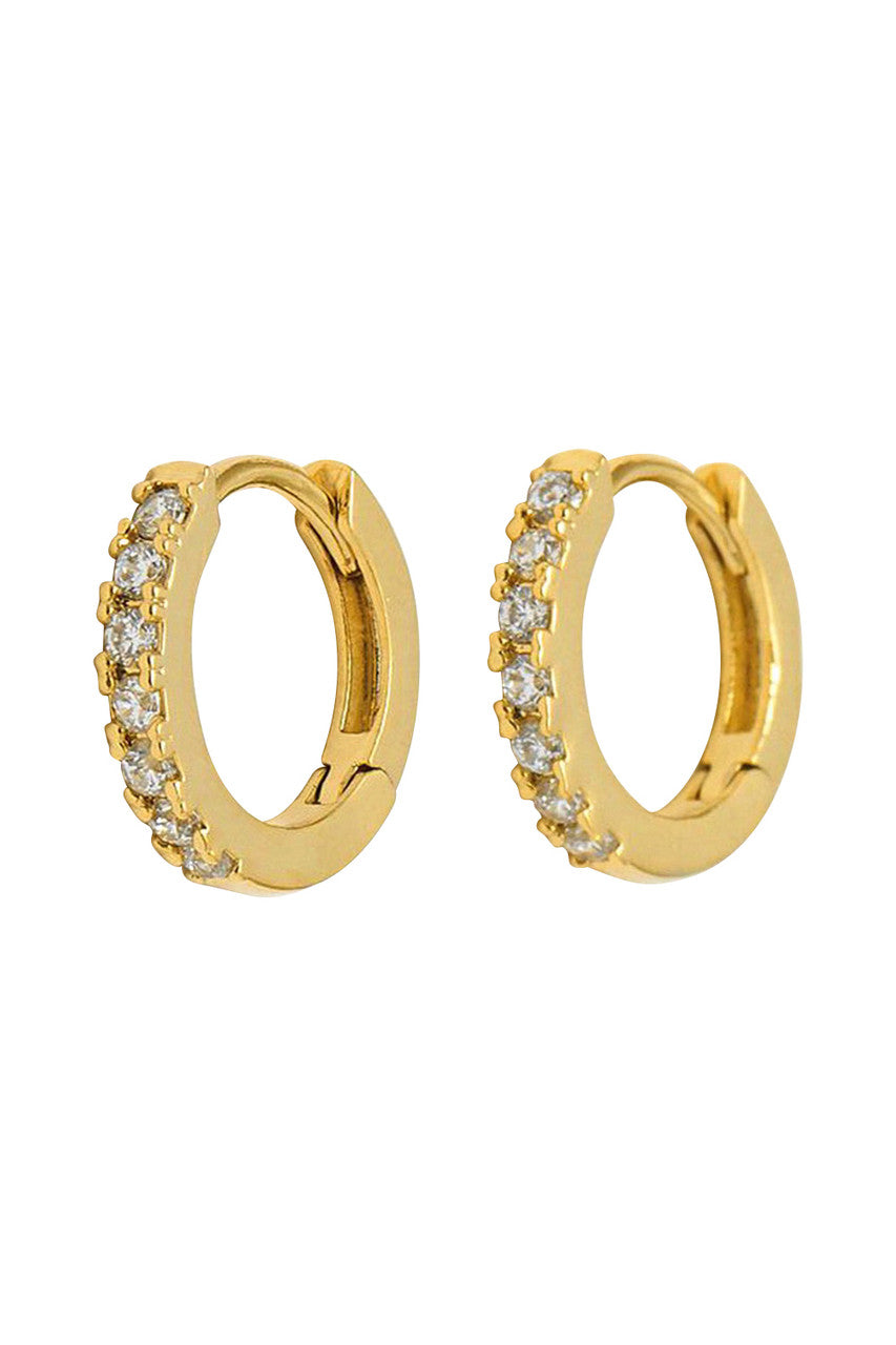 Pave Set Hoop Earrings - CZ Gold