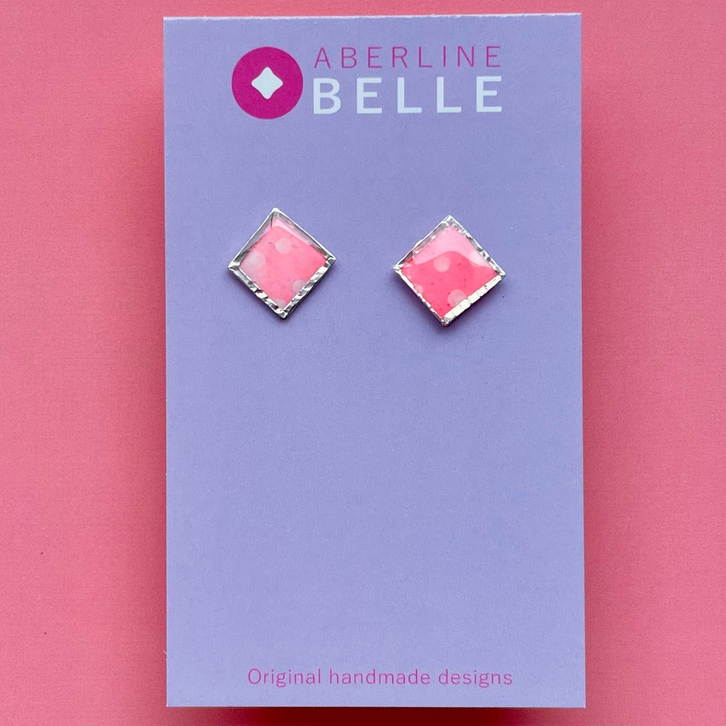 Square // Silver // 12mm // Pink