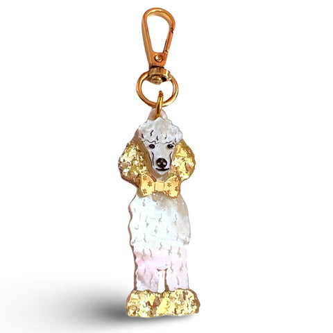 Poodle Bag Tag/Keyring - White