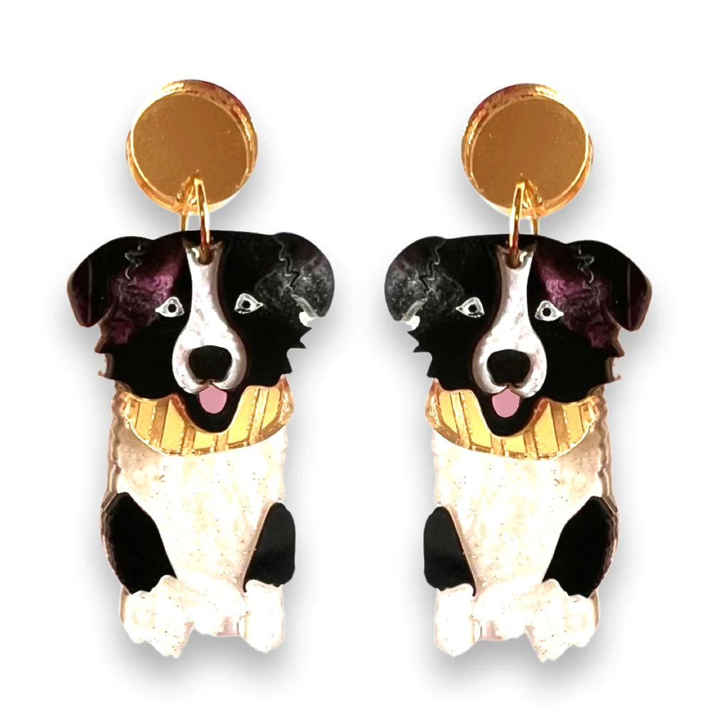 Border Collie Earrings - Black