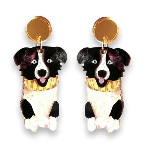 Border Collie Earrings - Black