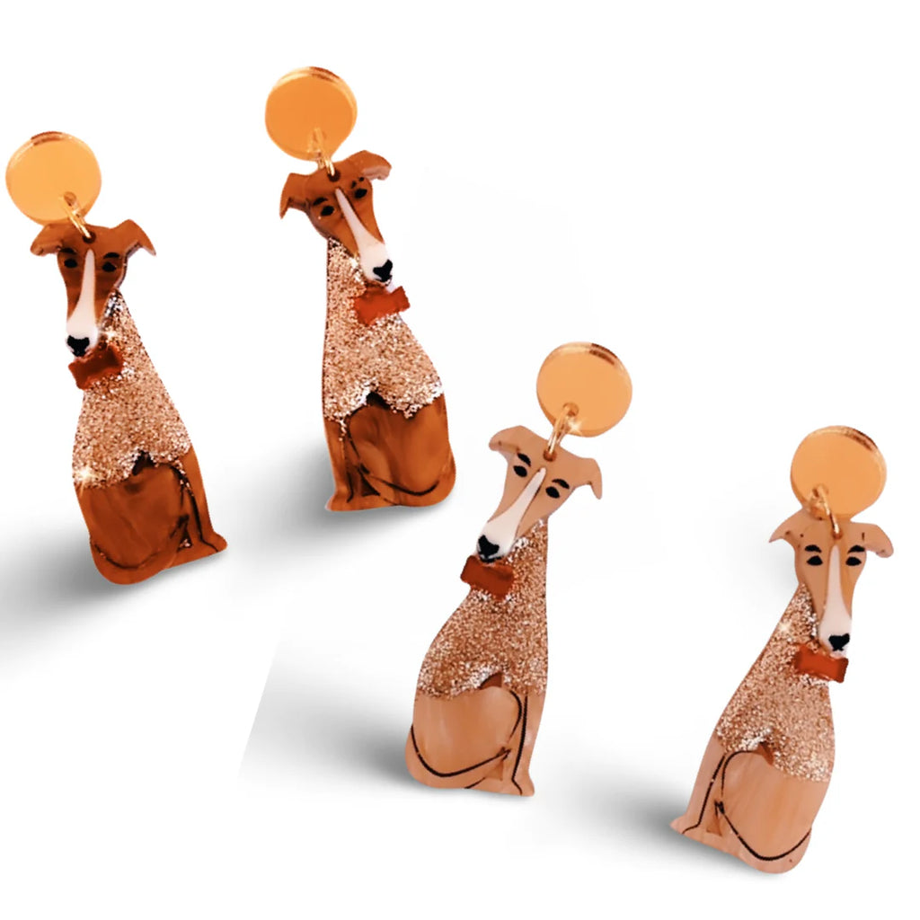 bling hound Greyhound Dangles - Fawn earrings