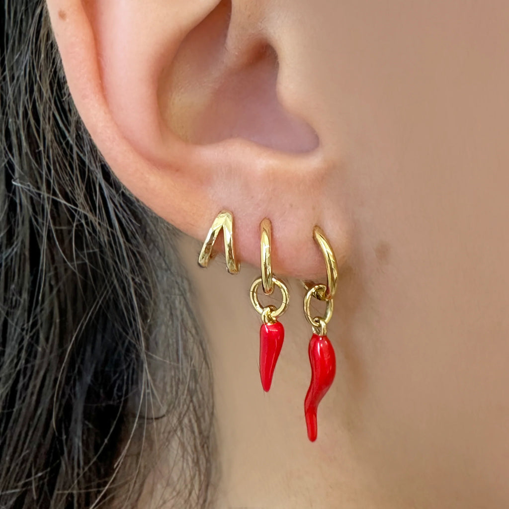 CORNICELLO RED CHARM EARRINGS - LARGE