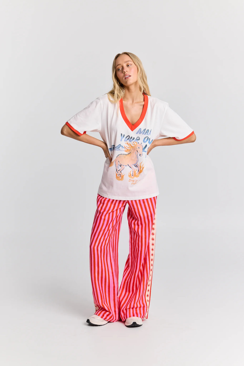 SHE'S ON FIRE V-NECK TEE